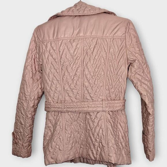 Via Spiga Womens Puffer Sz XS Pink Jacket Hood Belted classiccore Whimsicore Y2K - Picture 2 of 10